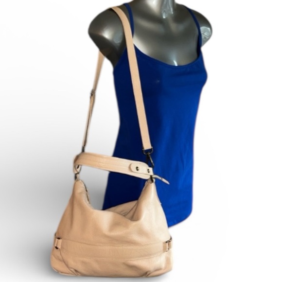 Sundance Handbags - Sundance Pebbled Leather Handbag with Shoulder Strap in Blush Made in Italy